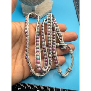 Boho Natural Stone Multi Wrap Bracelet Pink Purple Teal Grey Cord Adjustable